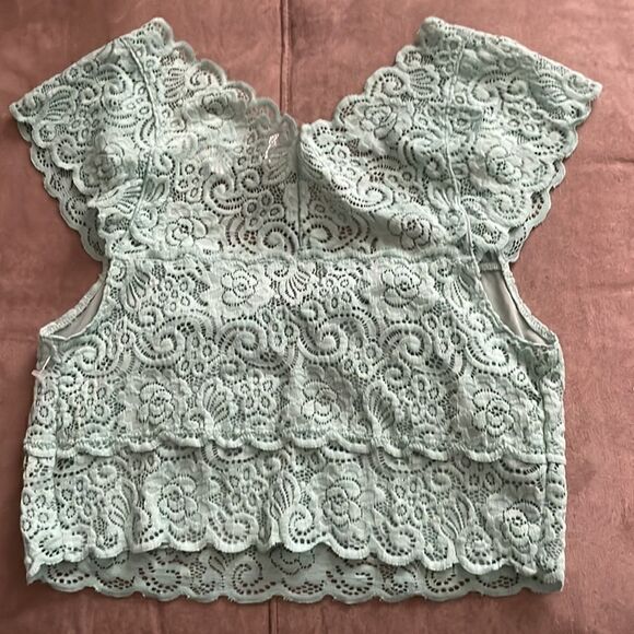 Intimately Free People Womens Chase Me Lace Crop Bralette Pink S in Lime NWT - Picture 5 of 5